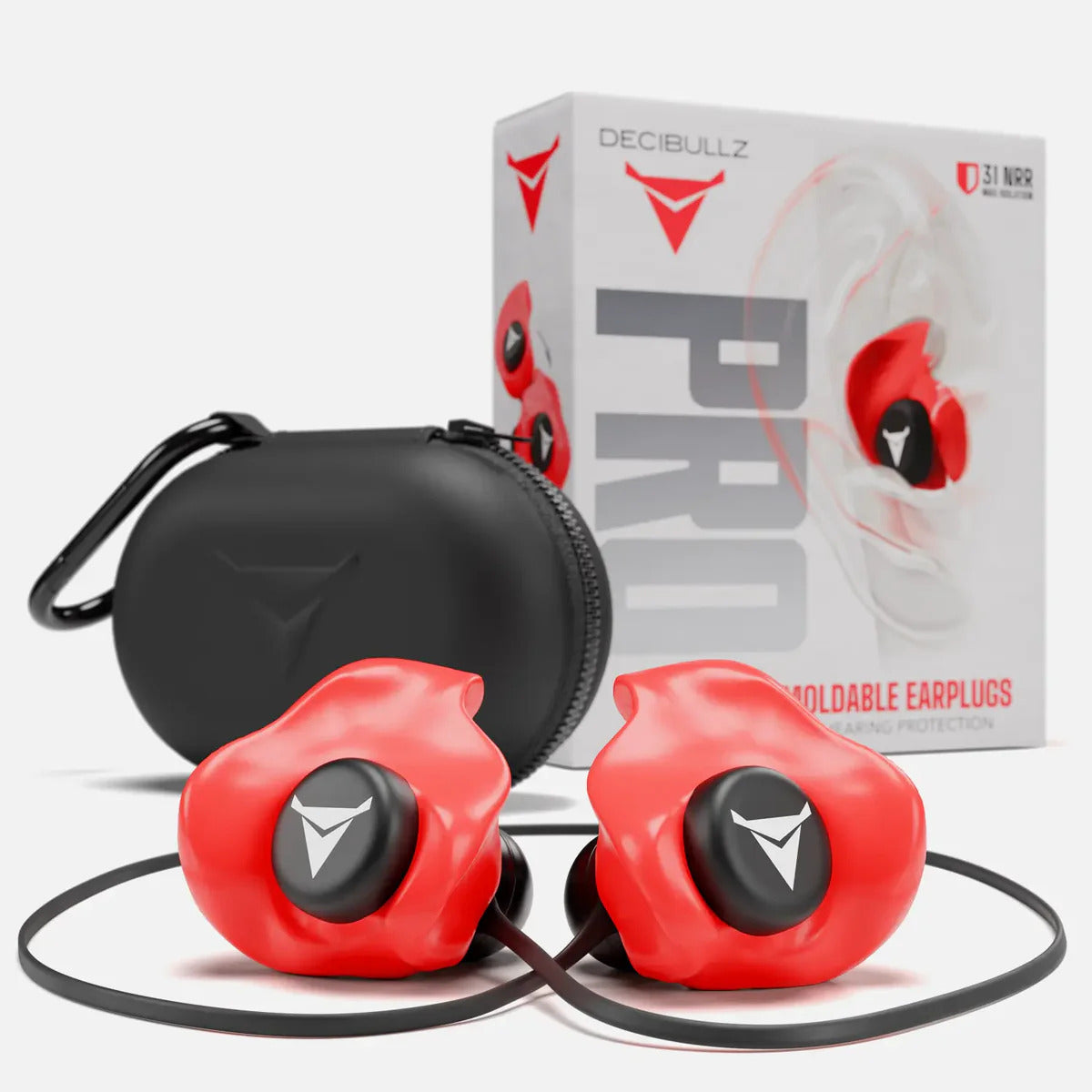 Decibullz PRO Custom Molded Earplugs 31dB NRR Pro-Pack with Case and Lanyard