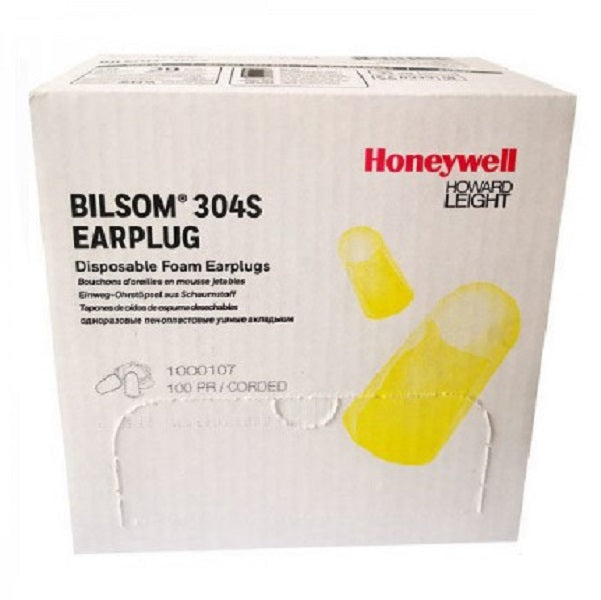 Box - Howard Leight Bilsom 304S Small Corded Ear Plugs (100 Pairs | SLC80 24dB, Class 4)