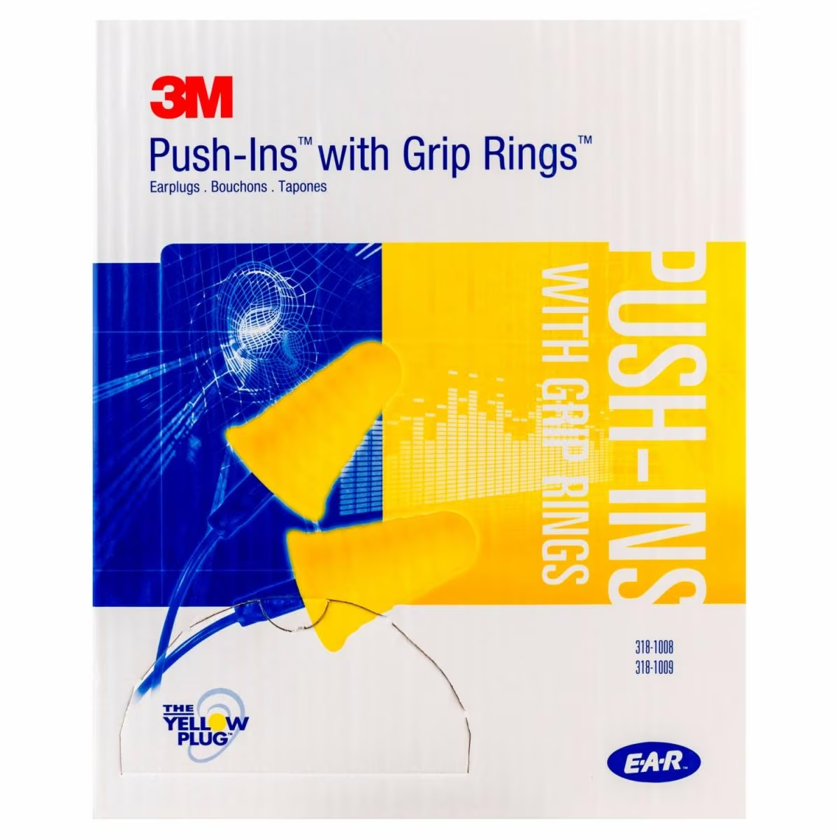 Box - 3M™ E-A-R™ Push-Ins with Grip Rings Uncorded Ear Plugs (200 Pairs | SLC80 22dB, Class 4)