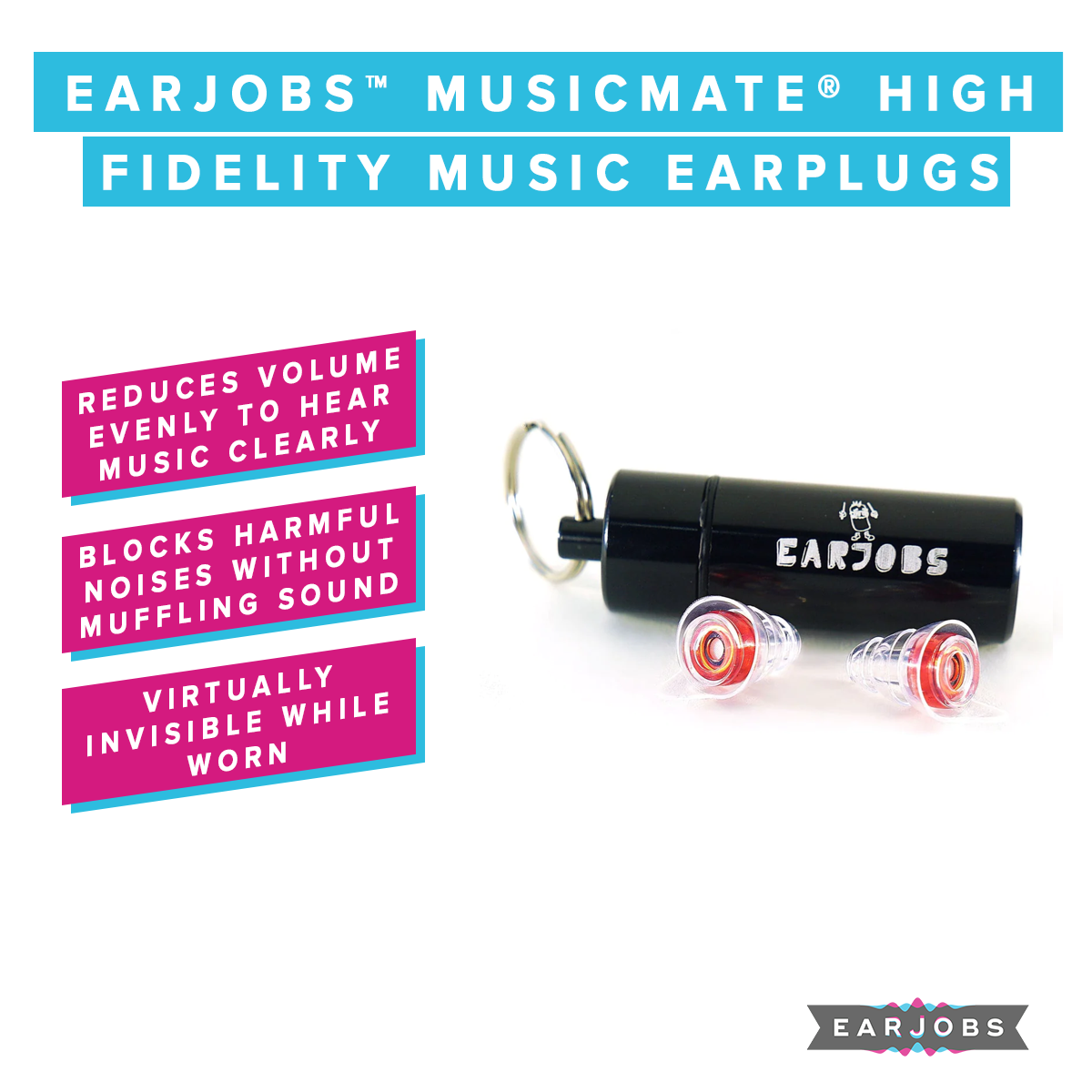 Earjobs™ MUSICMATE® High Fidelity Music Ear Plugs