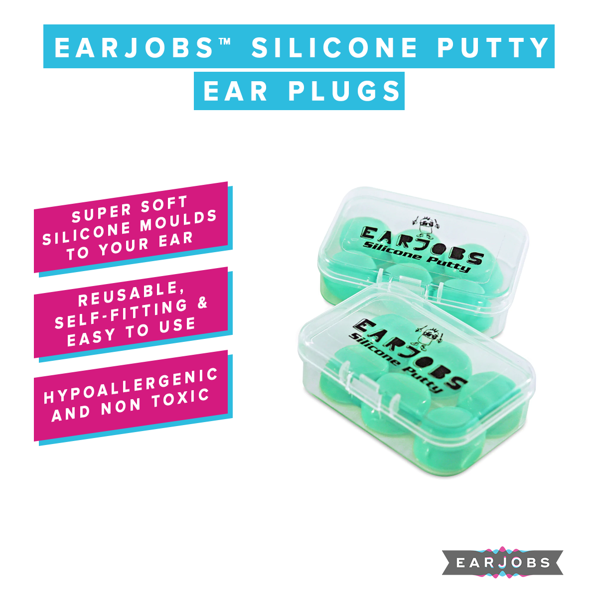 Earjobs™ Silicone Putty Ear Plugs (SNR 22)