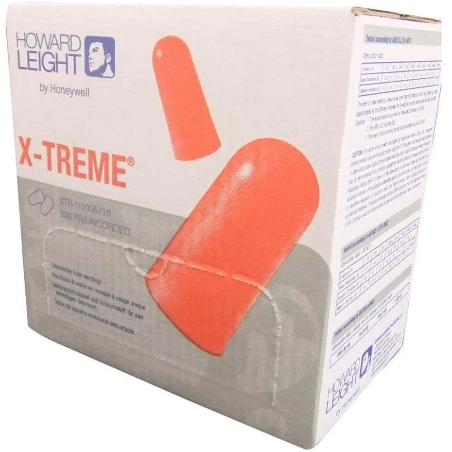 Box - Howard Leight X-Treme Corded Ear Plugs (100 Pairs | SLC80 26dB, Class 5)