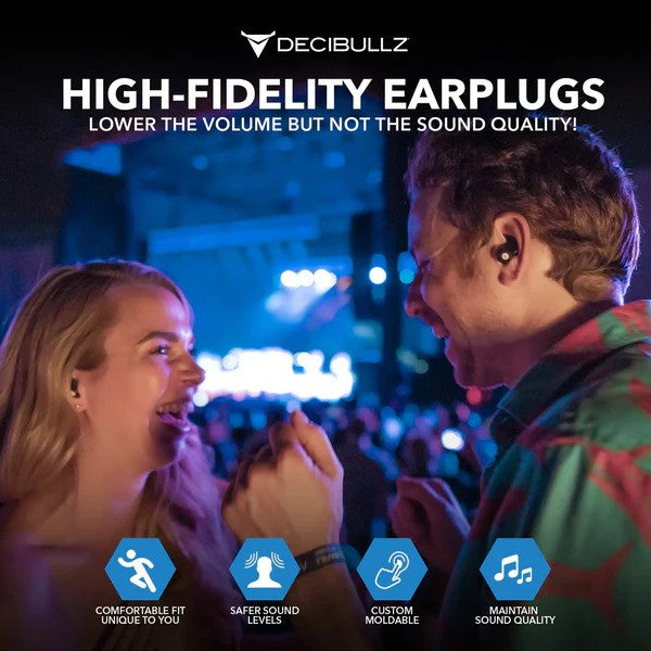 Decibullz Custom Molded High-Fidelity Earplugs For Concerts, Musicians, Events, and Noise Sensitivity