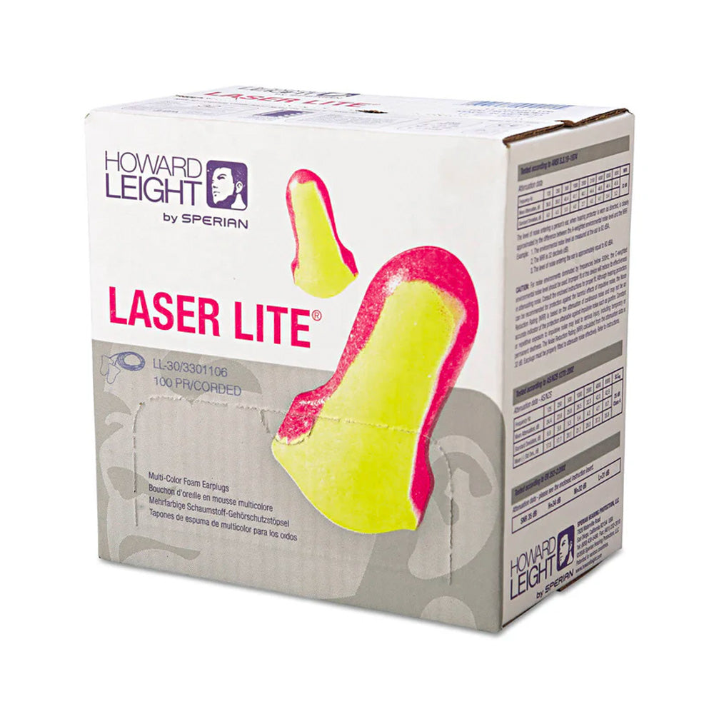 Box - Howard Leight Laser Lite Corded Ear Plugs (100 Pairs | SLC80 25dB, Class 4)