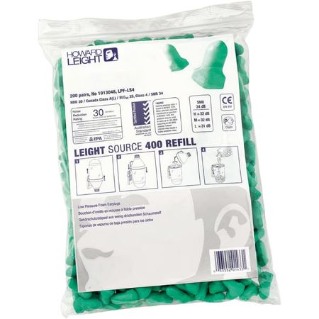 Howard Leight Max Lite Uncorded Earplug Dispenser Refill Bag (200 Pairs | SLC80 25dB, Class 4)