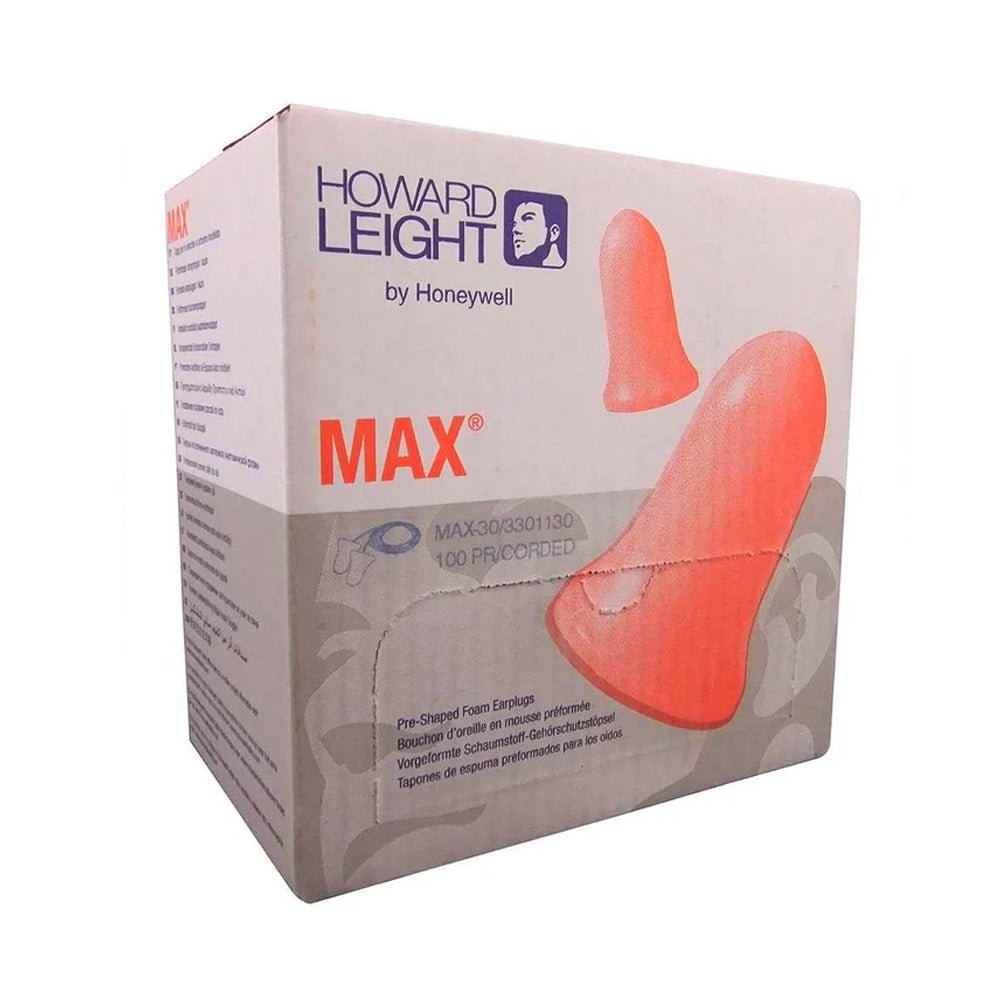 Box - Howard Leight Max Corded Ear Plugs (100 Pairs | SLC80 26dB, Class 5)