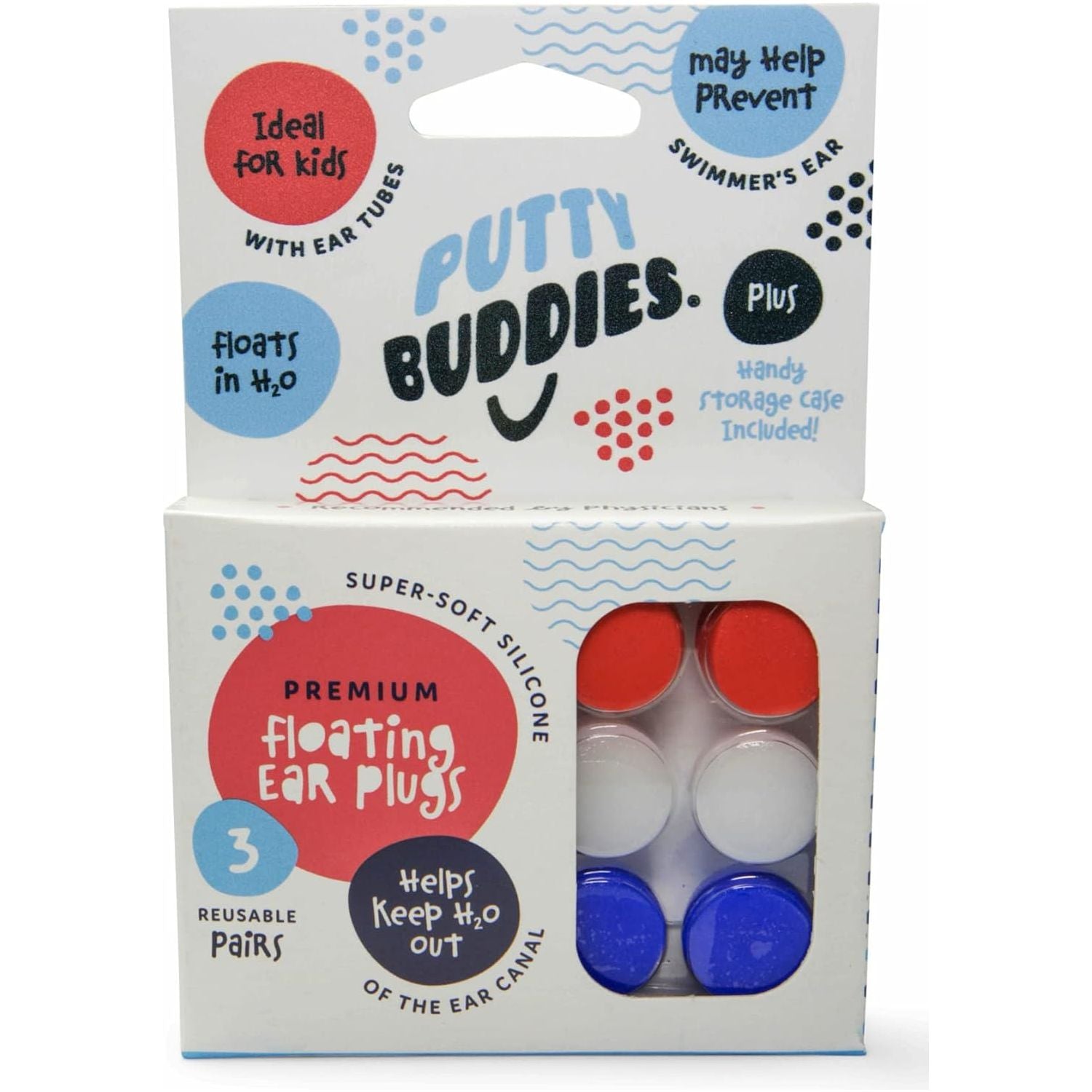 Putty Buddies™ Floating Swimming Ear Plugs for Kids (3 Pair Pack)