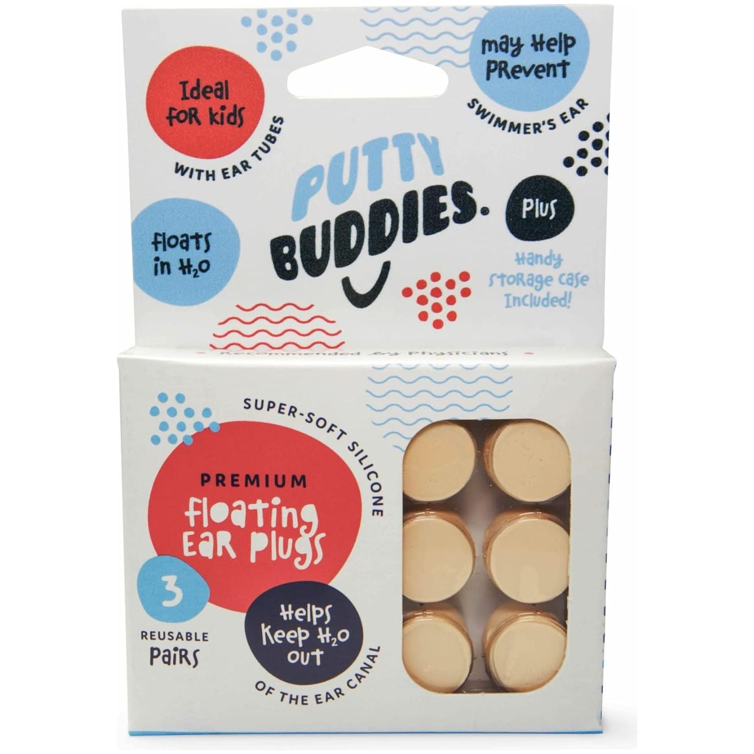 Putty Buddies™ Floating Swimming Ear Plugs for Kids (3 Pair Pack)