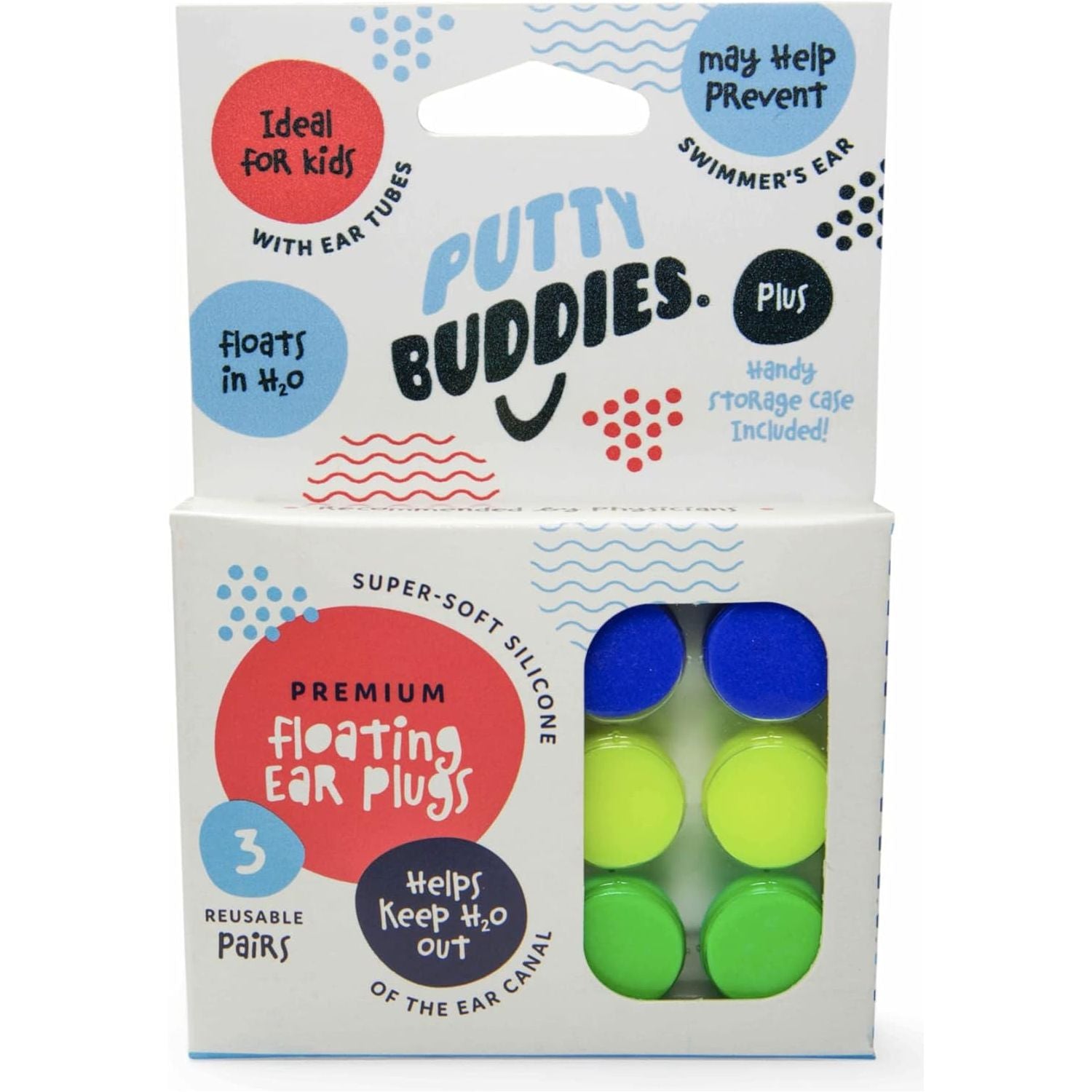 Putty Buddies™ Floating Swimming Ear Plugs for Kids (3 Pair Pack)