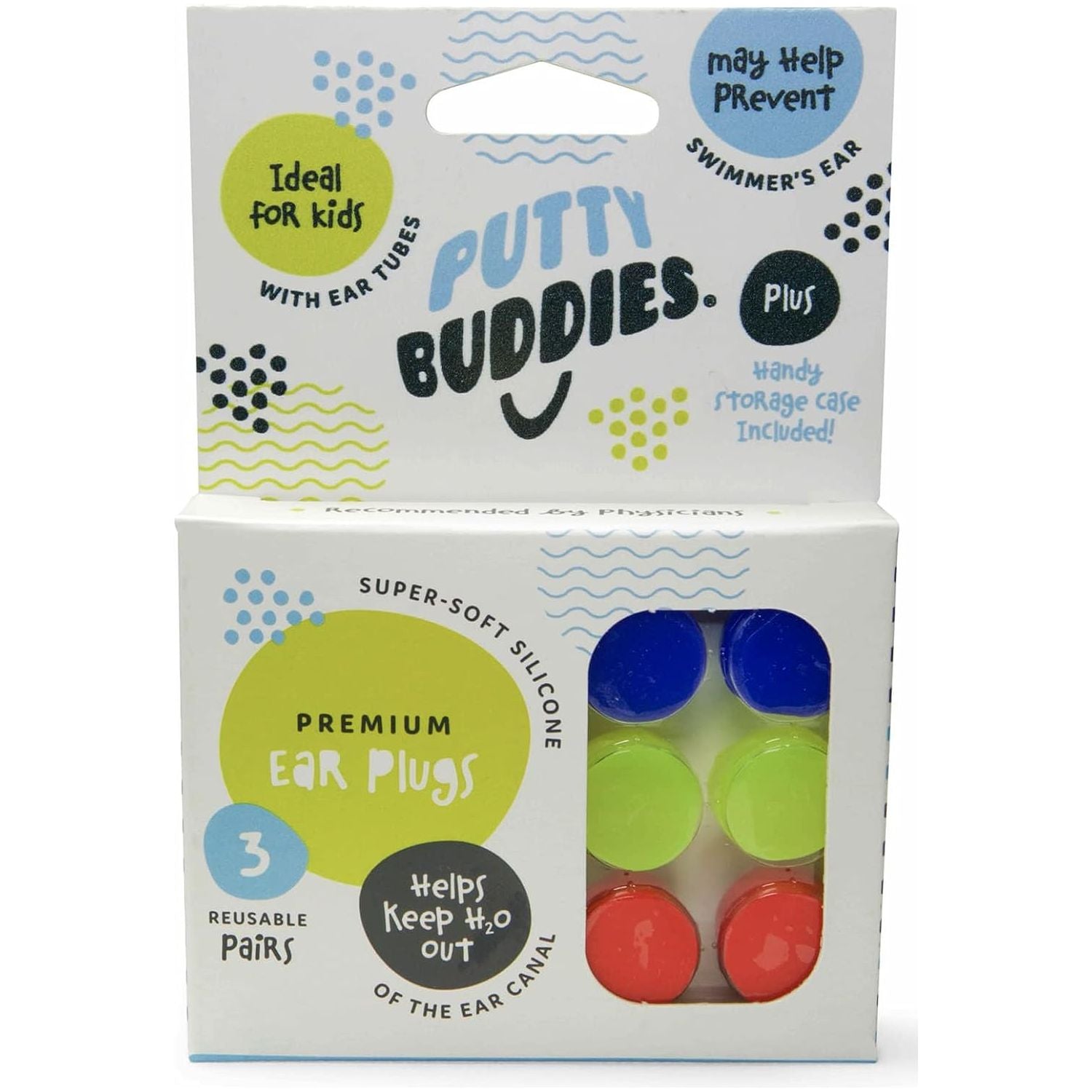 Putty Buddies™ Original Swimming Ear Plugs for Kids (3 Pair Pack)