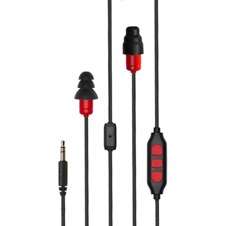 Plugfones™ Protector Plus Industrial Earplug-Earphone Hybrids with In-Line Mic (NRR 27/29)