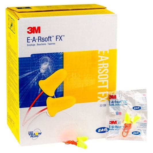 Box - 3M™ E-A-Rsoft™ FX™ Corded Ear Plugs (200 Pairs | SLC80 26dB, Class 5)