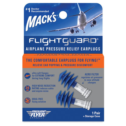 Macks Flightguard Reusable Airplane Pressure Relief Ear Plugs (NRR 26)