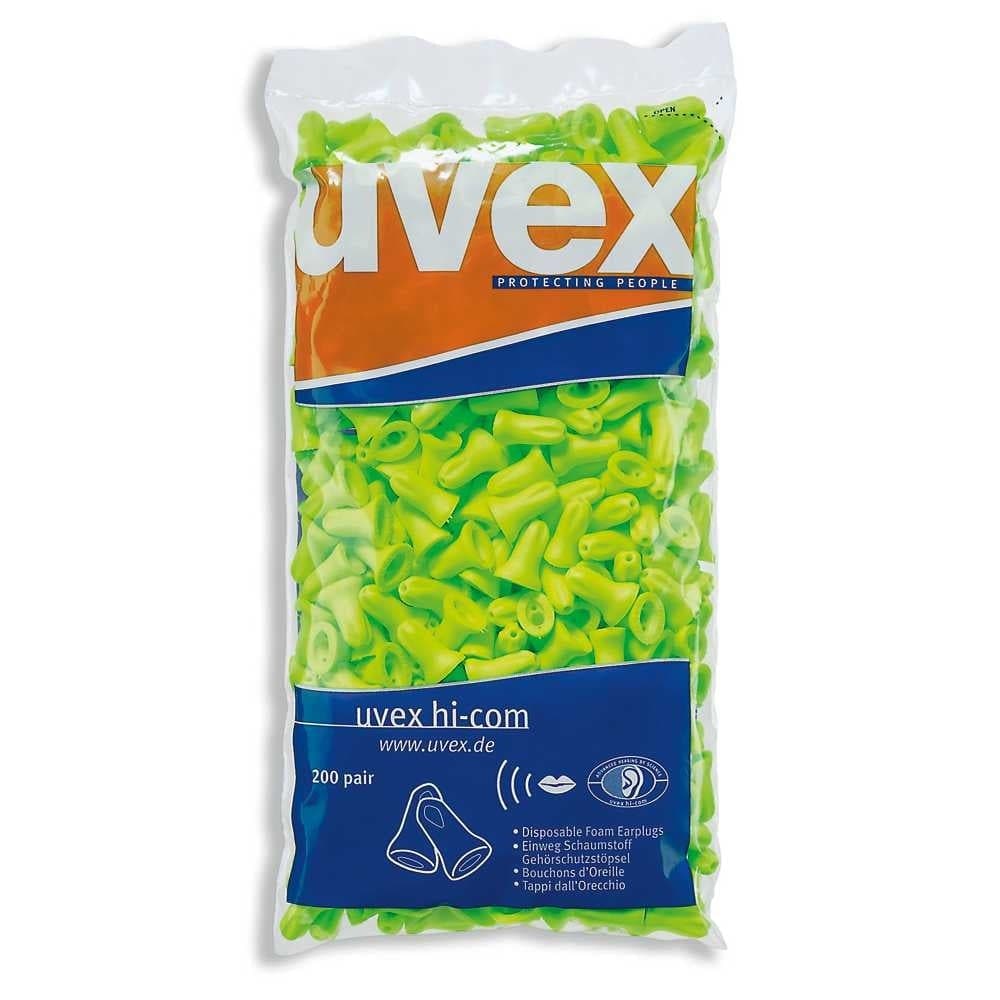 Uvex Hi-Com Disposable Uncorded Earplug Dispenser Refill Bag (200 Pairs | SLC80 16dB, Class 2)