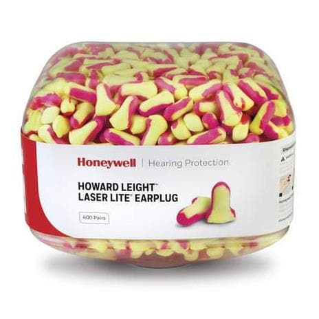 2x Canister Howard Leight Laser Lite Pre-Filled Ear Plugs (400 pairs each | SLC80 25dB, Class 4)