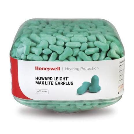 2x Canister Howard Leight MAX Lite Pre-Filled Ear Plugs (400 Pairs each | SLC80 25dB, Class 4)