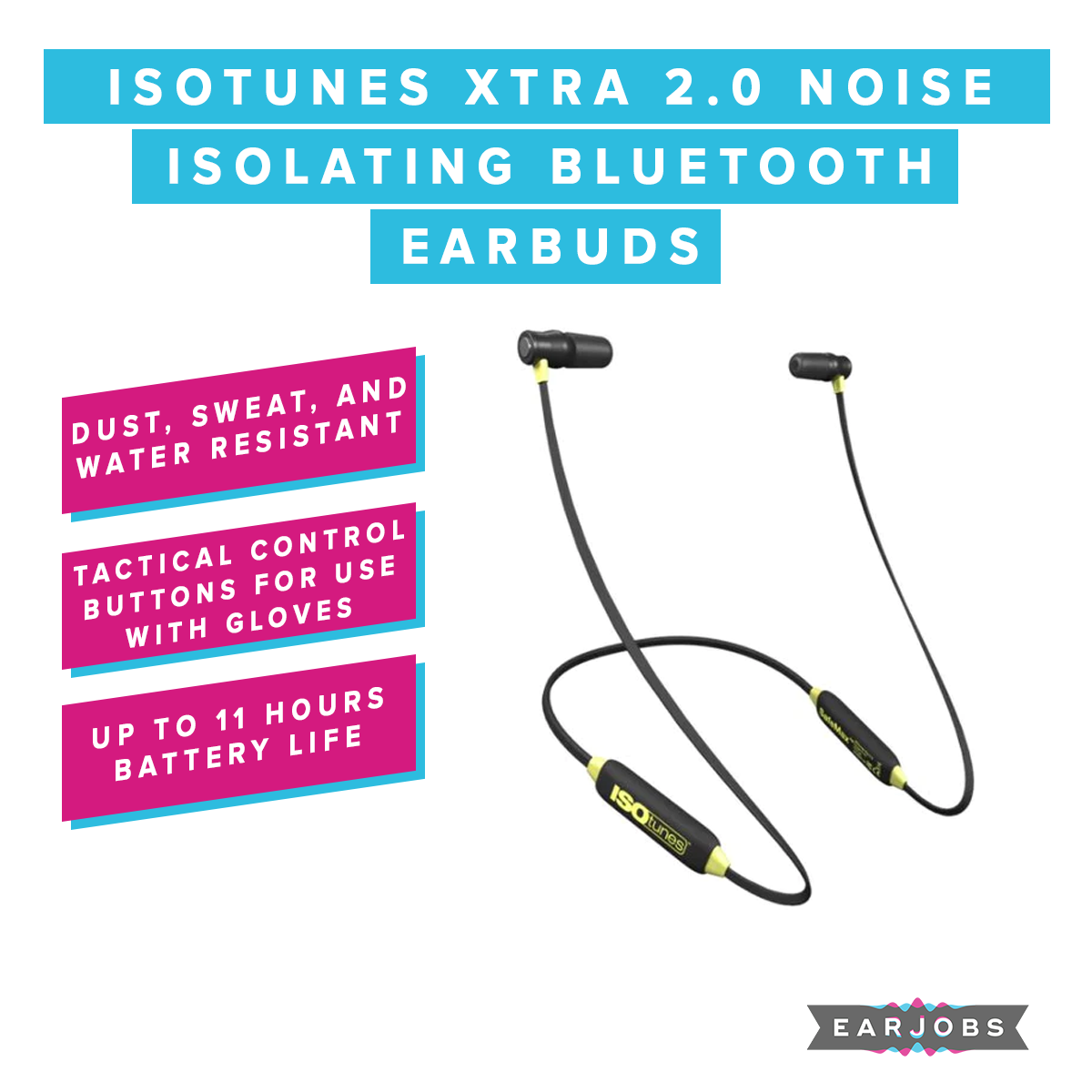 ISOtunes XTRA 2.0 Noise Isolating Bluetooth Earbuds (NRR 27)