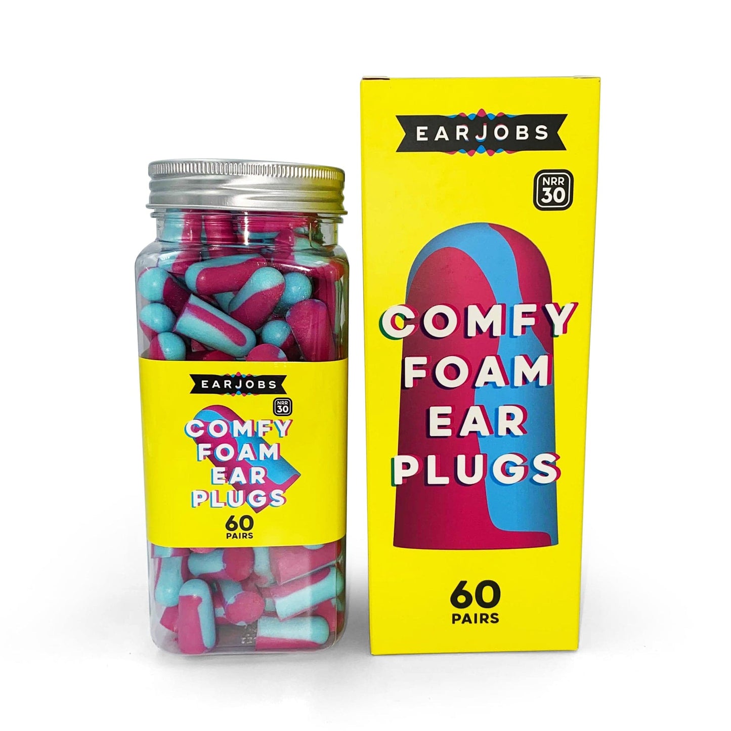 Earjobs™ Comfy Foam Ear Plugs (60 pairs | NRR 30)