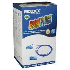 Box - Moldex SparkPlugs® Metal Detectable Corded Ear Plugs (100 Pairs | SLC80 29dB, Class 5)