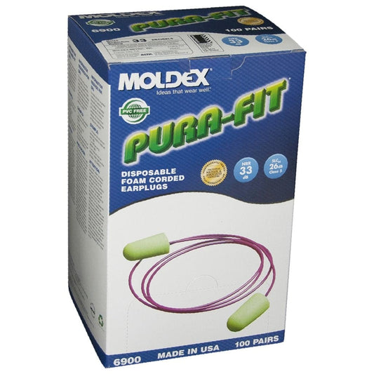 Box - Moldex Pura-Fit® Corded Earplugs (100 Pairs | SLC80 26dB, Class 5)
