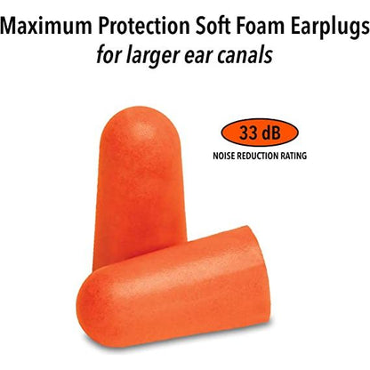 Macks Maximum Protection Foam Earplugs (NRR 33 | Bottle of 50)