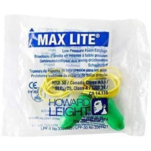 Howard Leight Max Lite Corded Ear Plugs (SLC80 25dB, Class 4)