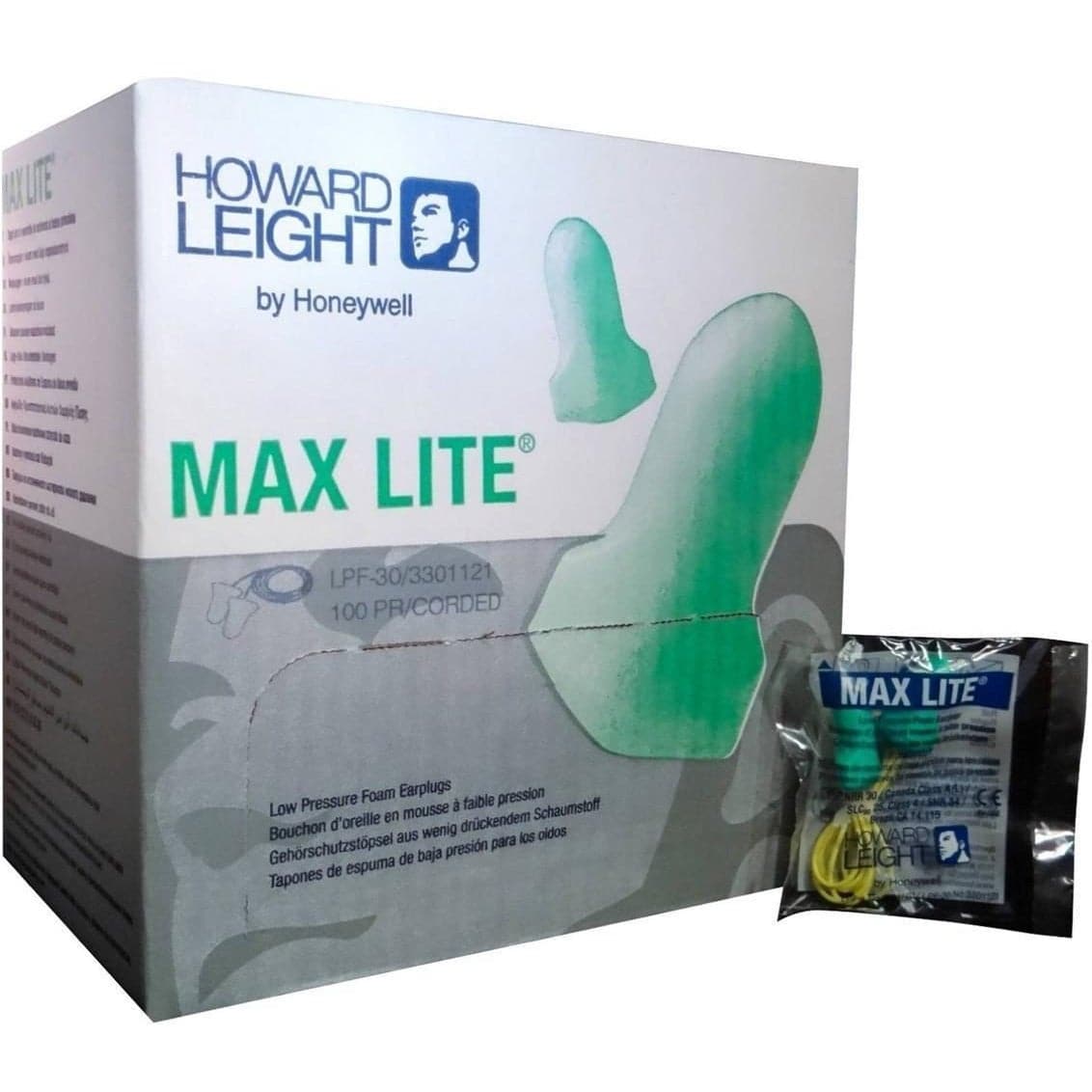 Howard Leight Max Lite Corded Ear Plugs (SLC80 25dB, Class 4)