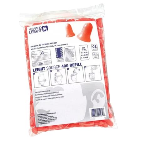 Howard Leight Max Uncorded Earplug Dispenser Refill Bag (200 Pairs | SLC80 26dB, Class 5)
