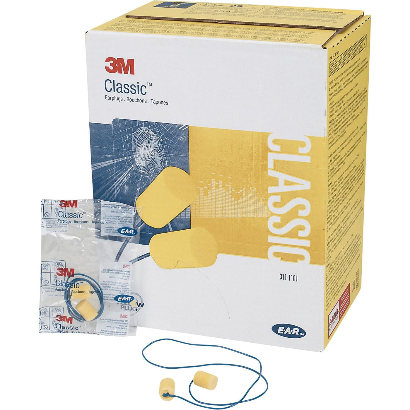 Box - 3M™ Classic Corded Foam Ear Plug (200 Pairs | SLC80 23dB, Class 4)
