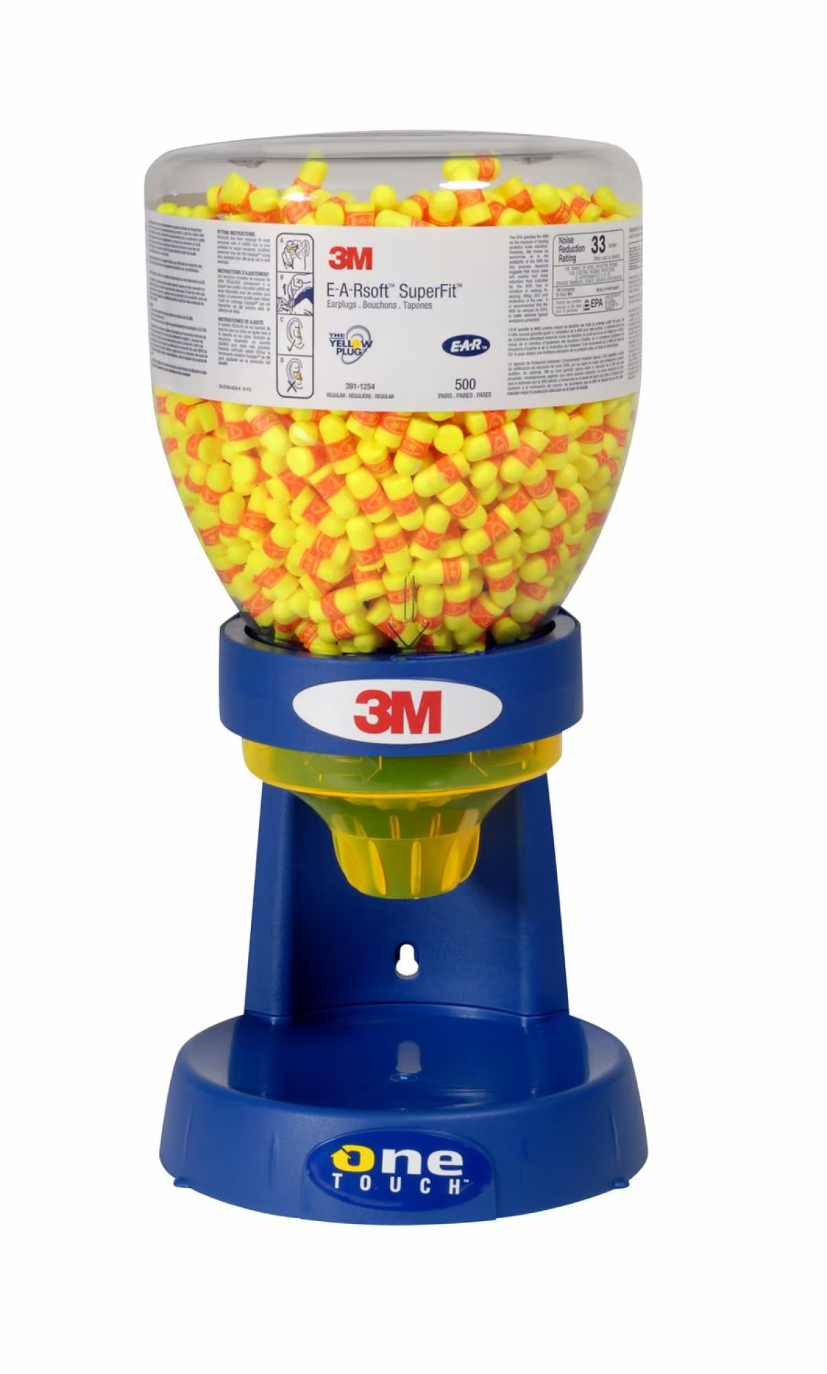 3M™ E-A-R™ Classic™ Superfit™ Uncorded Earplugs One Touch™ Dispenser Refill Bottle (500 Pairs | SLC80 23dB, Class 4)
