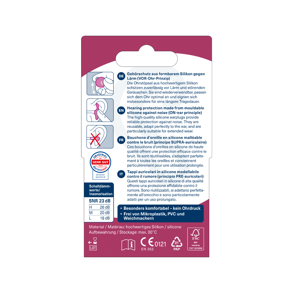 Ohropax Silicone PINK Ear Plugs