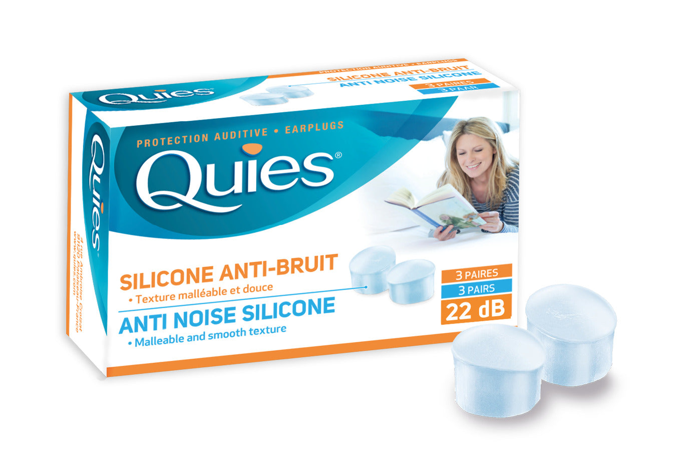 Quies Discreet Translucent Silicone Ear Plugs (3 Pairs)