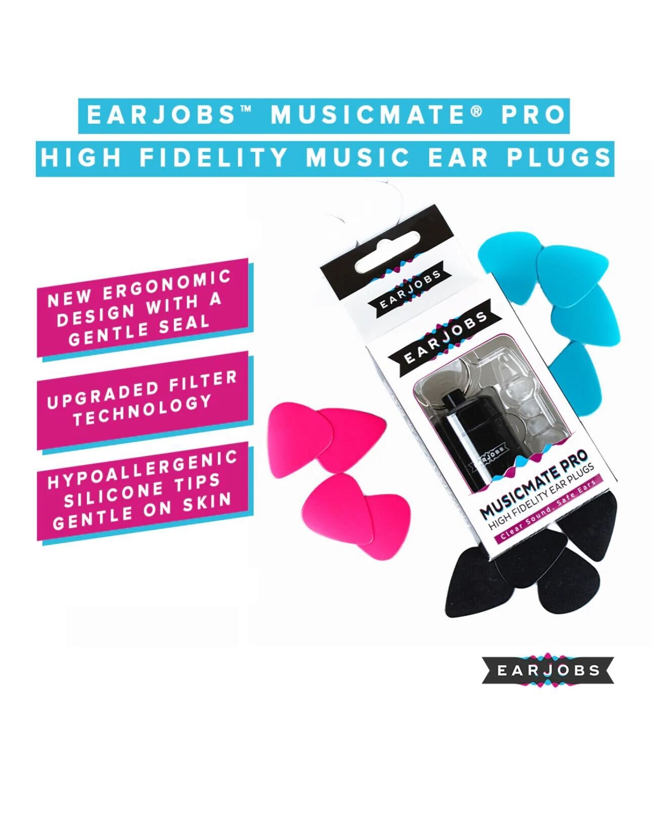 Earjobs™ MUSICMATE® PRO High Fidelity Music Ear Plugs