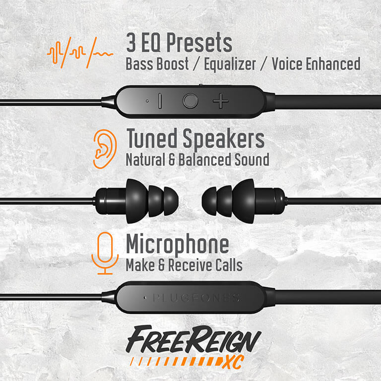 Plugfones FREEREIGN™ XC Earplug Headphones (NRR 27/31)