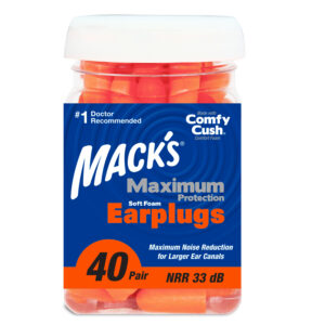 Macks Maximum Protection Foam Earplugs (NRR 33 | Bottle of 40 pairs)