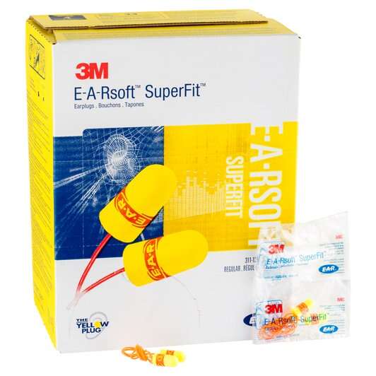 Box - 3M™ EARsoft™ SuperFit™ Regular Corded Earplugs (200 Pairs | SLC80 24dB, Class 4)