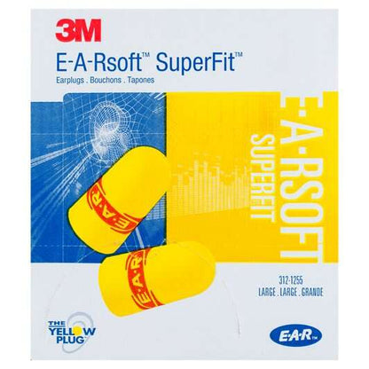 Box - 3M™ EARsoft™ SuperFit™ Large Uncorded Earplugs (200 Pairs | SLC80 24dB, Class 4)