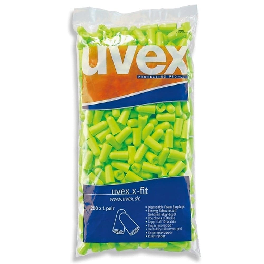 Uvex X-Fit Disposable Uncorded Earplug Dispenser Refill Bag (200 Pairs | SLC80 26dB, Class 5)
