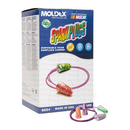 Box - Moldex Sparkplugs® Multicoloured Foam Corded Ear Plugs (100 Pairs | SLC80 29dB, Class 5)