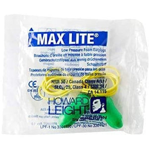 Box - Howard Leight Max Lite Corded Earplugs (100 Pairs | SLC80 25dB, Class 4)