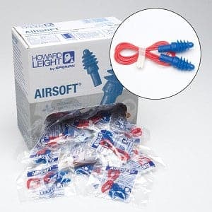 Box - Howard Leight AirSoft Red Corded Ear Plugs (100 Pairs Corded | SLC80 26dB, Class 5)