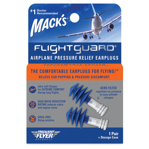 Macks Flightguard Reusable Airplane Pressure Relief Ear Plugs (NRR 26)