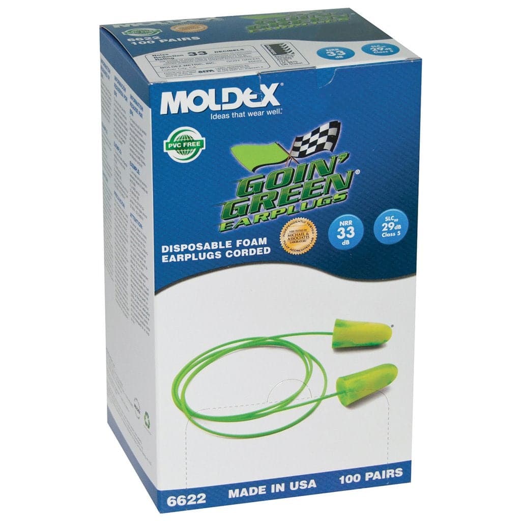 Box - Moldex® Goin' Green® PVC Free Corded Earplugs (100 Pairs | SLC80 29dB, Class 5)