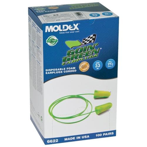 Box - Moldex® Goin' Green® PVC Free Uncorded Earplugs (200 Pairs | SLC80 29dB, Class 5)