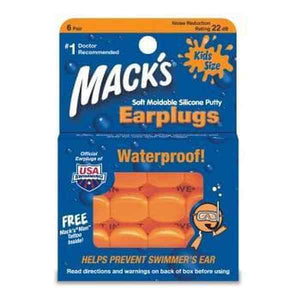 Macks Kids Size Soft Moldable Silicone Putty Earplugs (NRR 22 | 6 Pairs w/ Carry Case)
