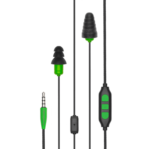 Plugfones™ Protector Plus Industrial Earplug-Earphone Hybrids with In-Line Mic (NRR 27/29)