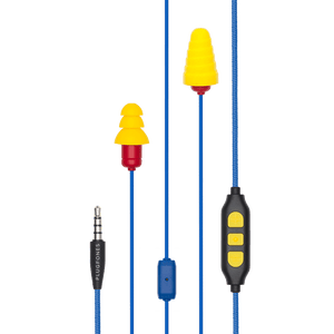 Plugfones™ Protector Plus Industrial Earplug-Earphone Hybrids with In-Line Mic (NRR 27/29)