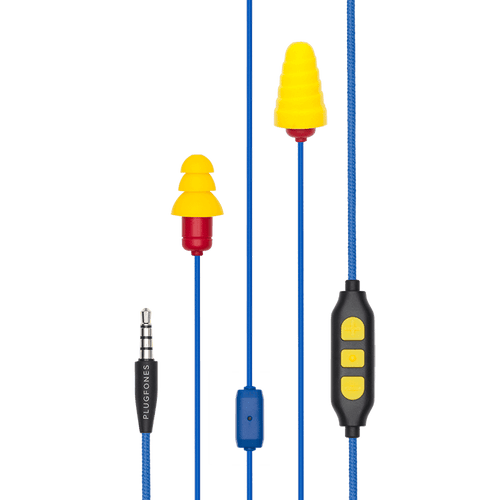 Plugfones™ Protector Plus Industrial Earplug-Earphone Hybrids with In-Line Mic (NRR 27/29)